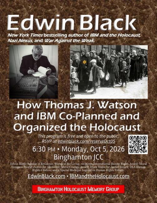 Edwin on IBM and the Holocaust, Binghamton, Oct 2026